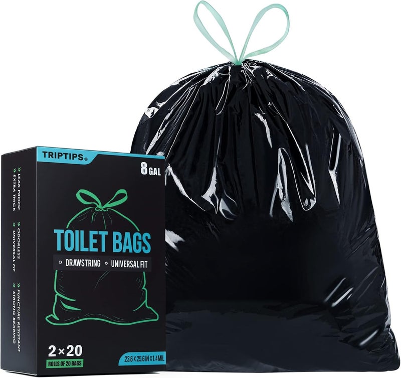 TRIPTIPS Portable Toilet Bags Drawstring Camping Toilet Bags Toilet Waste Bags Leak-Proof Toilet Liners, Trash Bags for Camping, Hiking, Traveling - Image 1